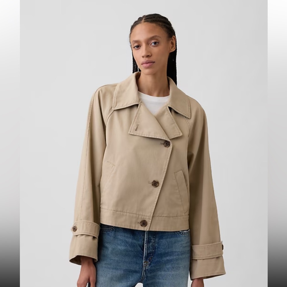 Gap Factory Relaxed Cropped Trench Coat. Cargo khaki. Large. New with tags.